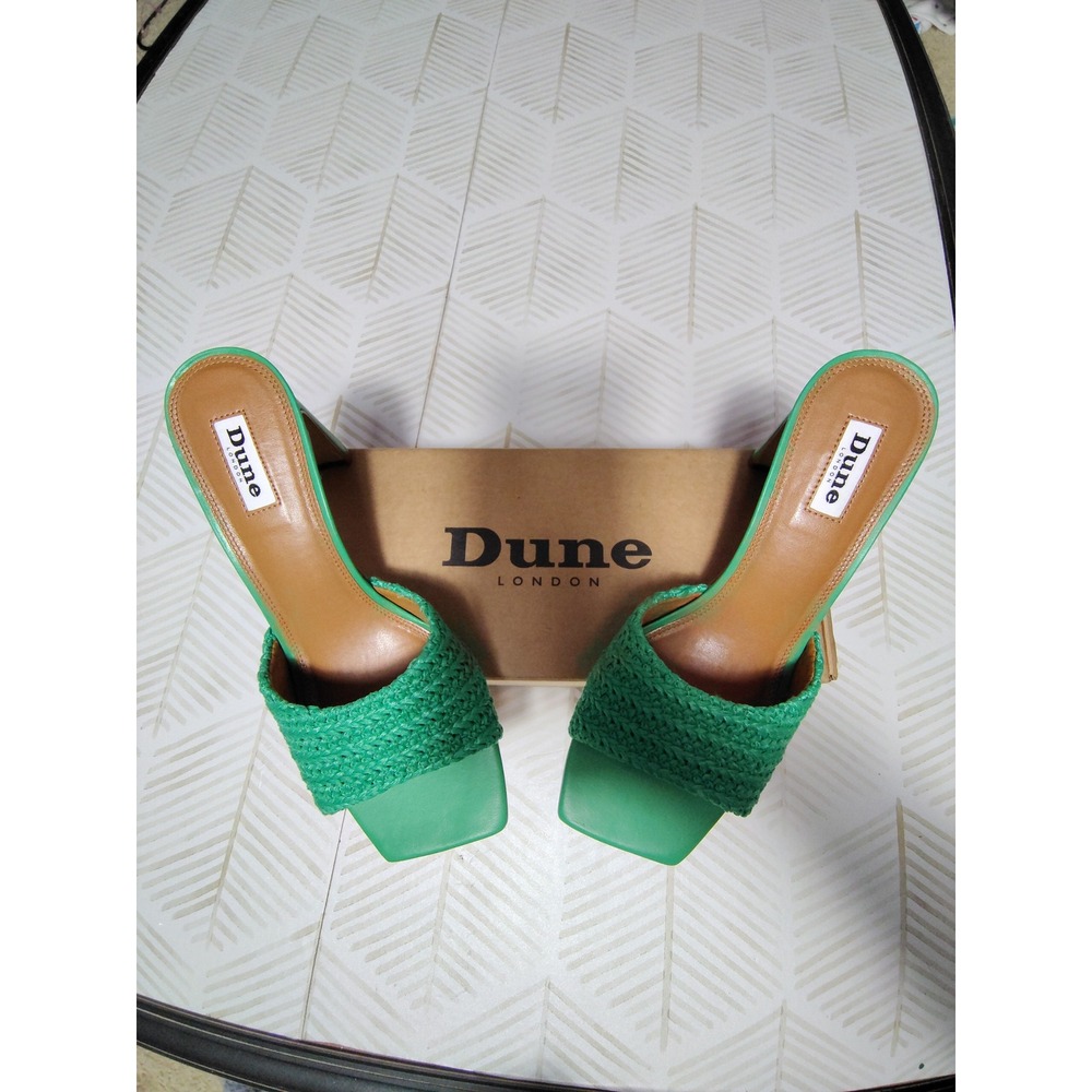 Dune London March Green Woven Set Back Block Heel Mules Sandals 8 39 NEW
